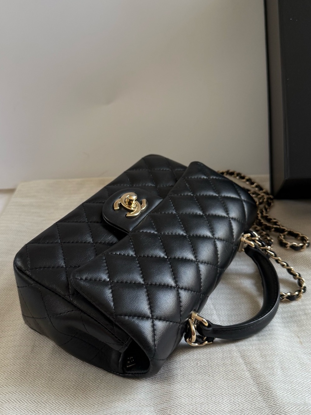 Chanel Classic Mini Rectangular Top Handle Quilted Lambskin Gold tone hardware - Picture 6 of 16